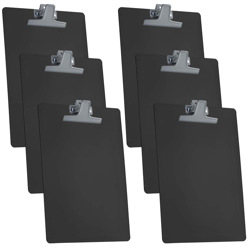 Acrimet Clipboard Letter Size A4 (13 3/8â€ x 9 7/16â€) Premium Metal Clip with Side Rulers (Plastic) (Black Color) (6 Pack) - Image 1